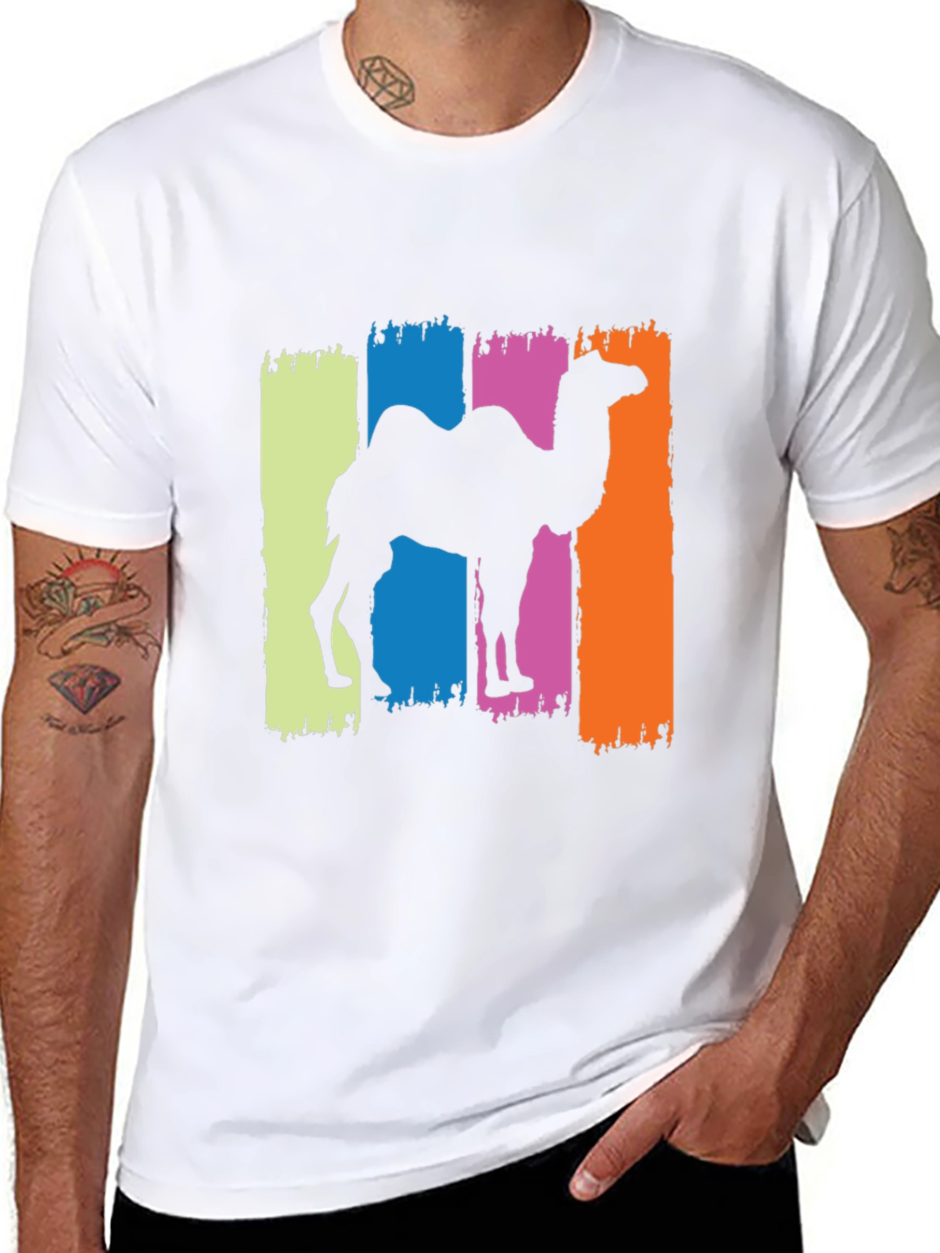 Camel Silhouette Graphic Tee - Black Cotton T-Shirt