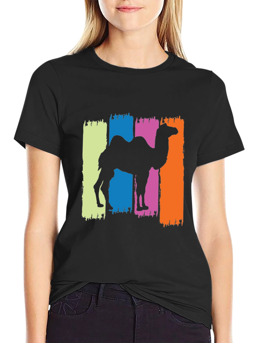 Camel Silhouette Graphic Tee - Black Cotton T-Shirt