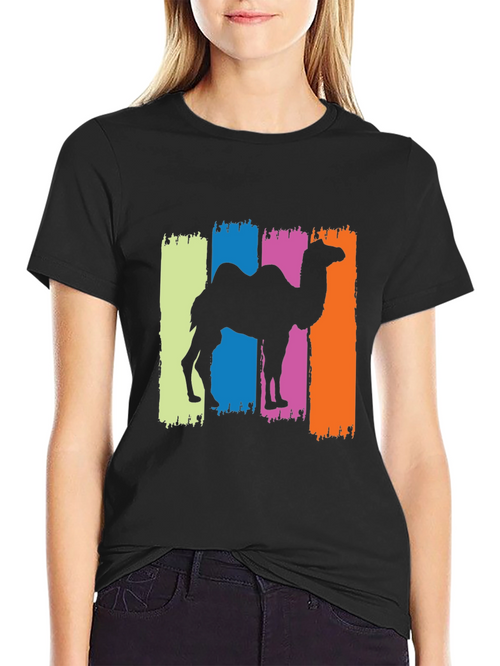 Camel Silhouette Graphic Tee - Black Cotton T-Shirt