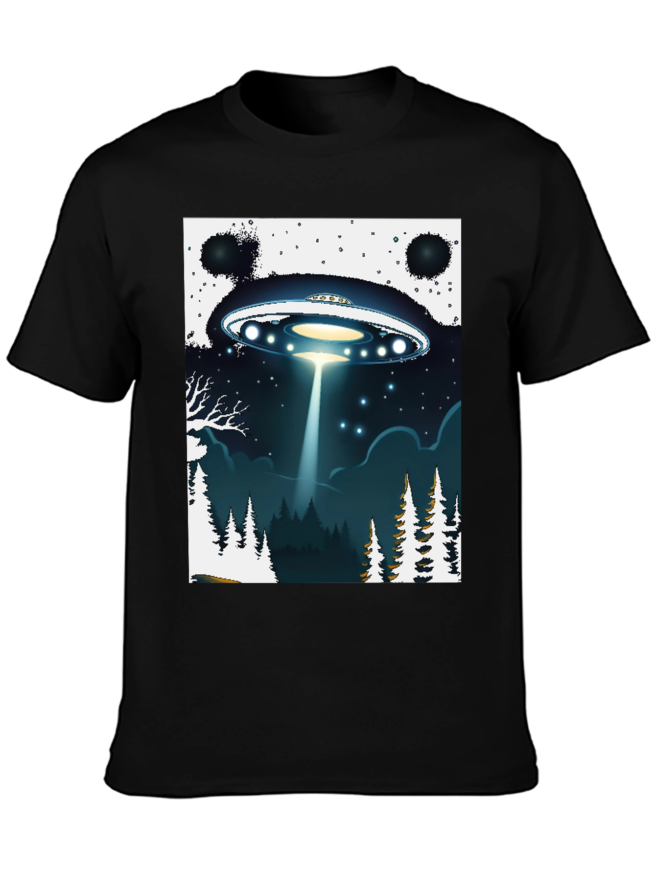 UFO Abduction Graphic T-Shirt - Sci-Fi Black Tee