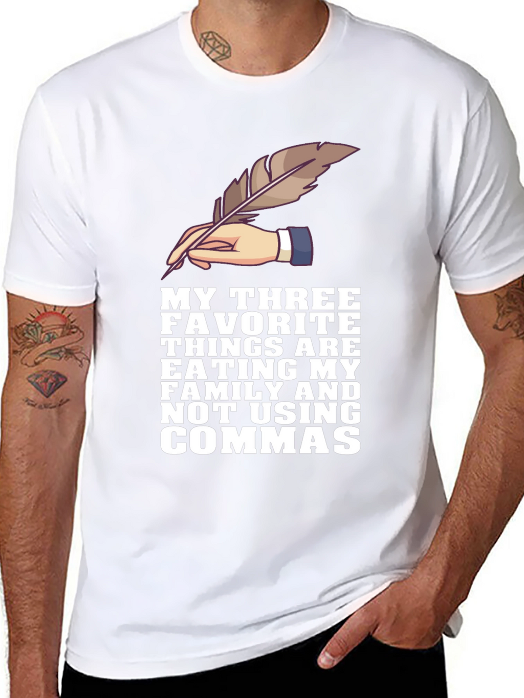 Grammar Humor T-Shirt - Eat Family No Commas!