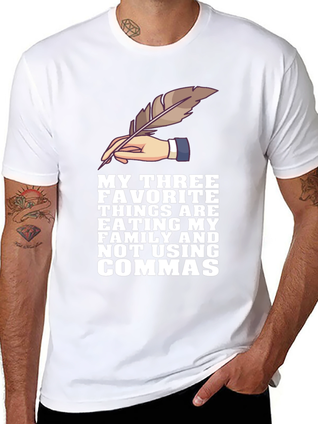 Grammar Humor T-Shirt - Eat Family No Commas!