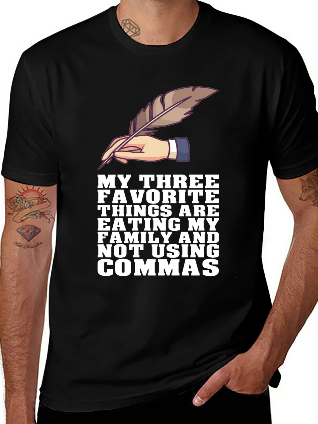 Grammar Humor T-Shirt - Eat Family No Commas!