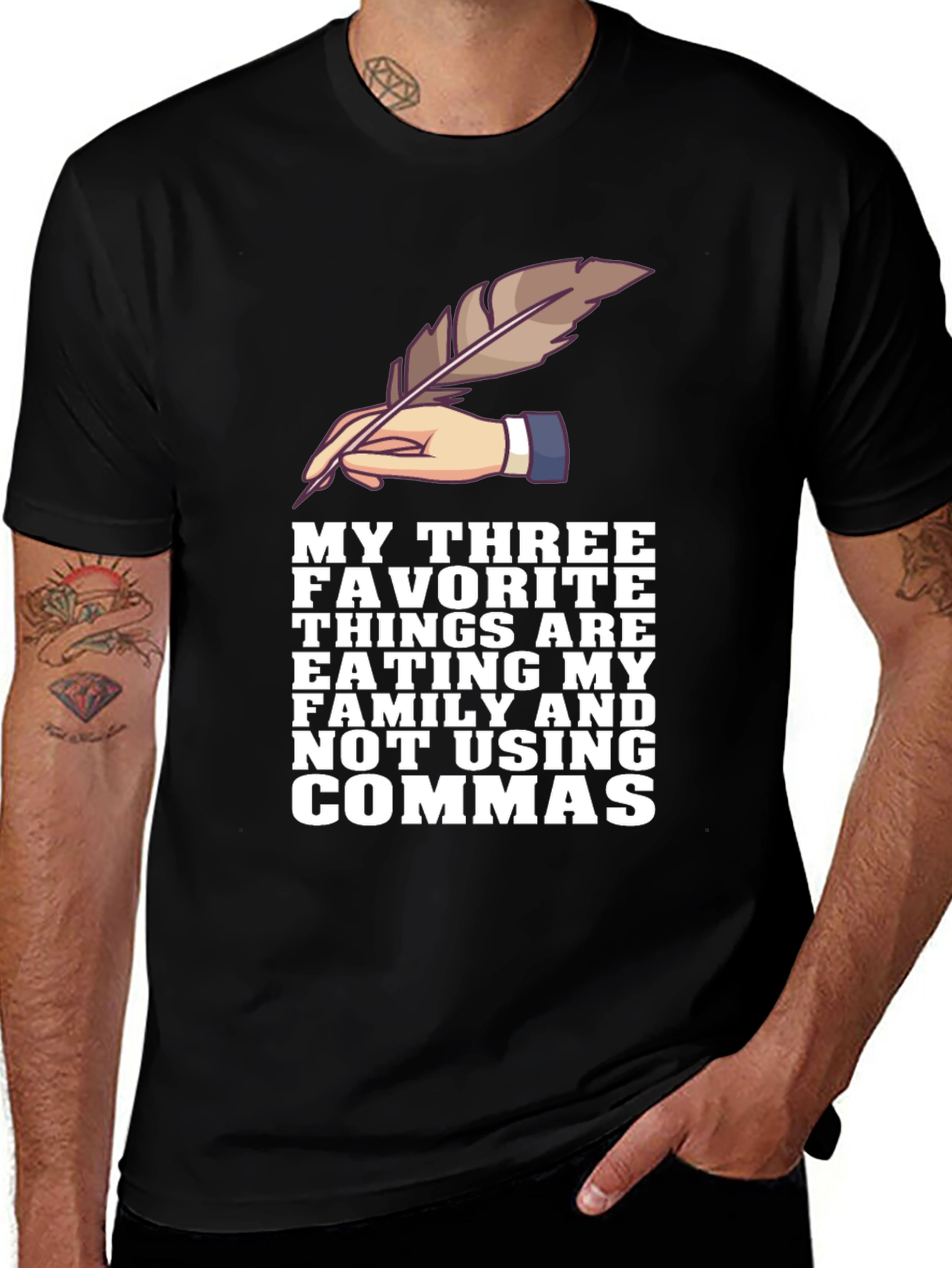 Grammar Humor T-Shirt - Eat Family No Commas!