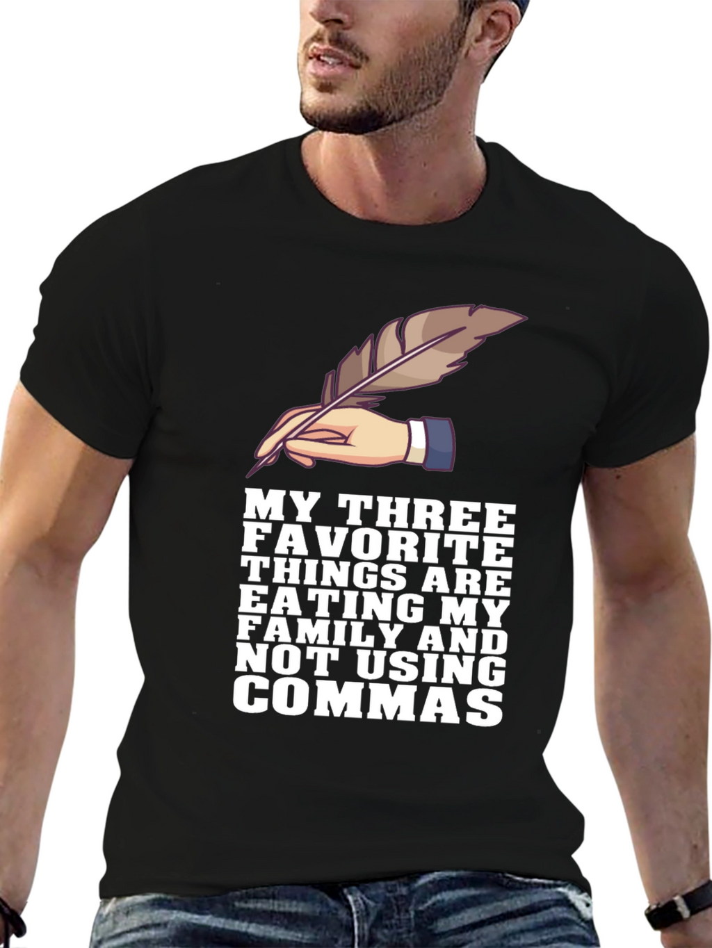 Grammar Humor T-Shirt - Eat Family No Commas!