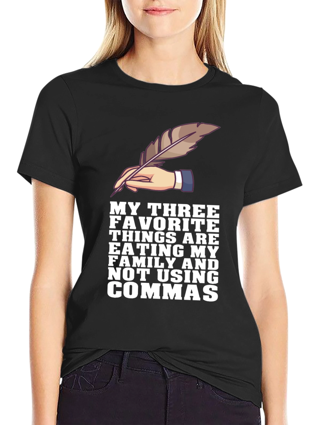 Grammar Humor T-Shirt - Eat Family No Commas!