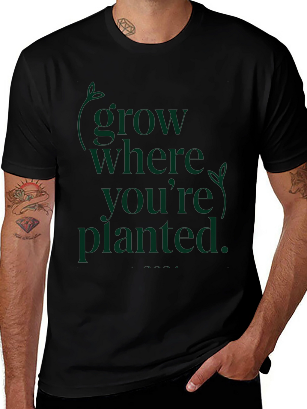 Grow Where Youre Planted Black T-Shirt