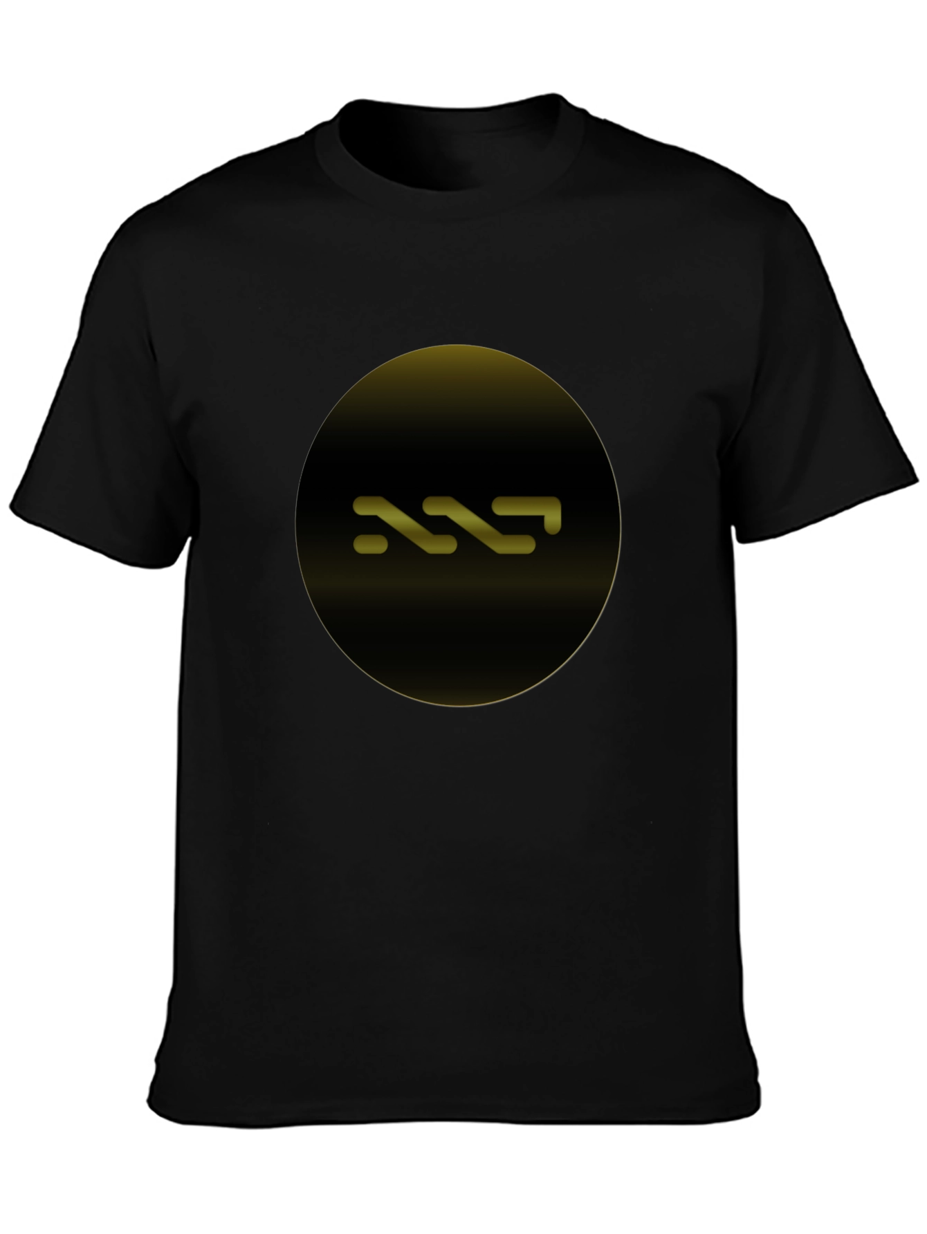 Modern Black T-Shirt with Abstract Gold Circle Design