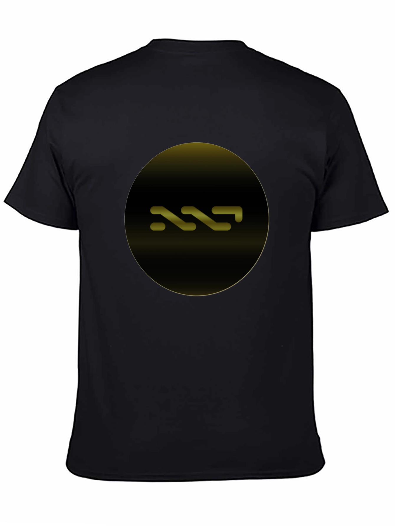 Modern Black T-Shirt with Abstract Gold Circle Design