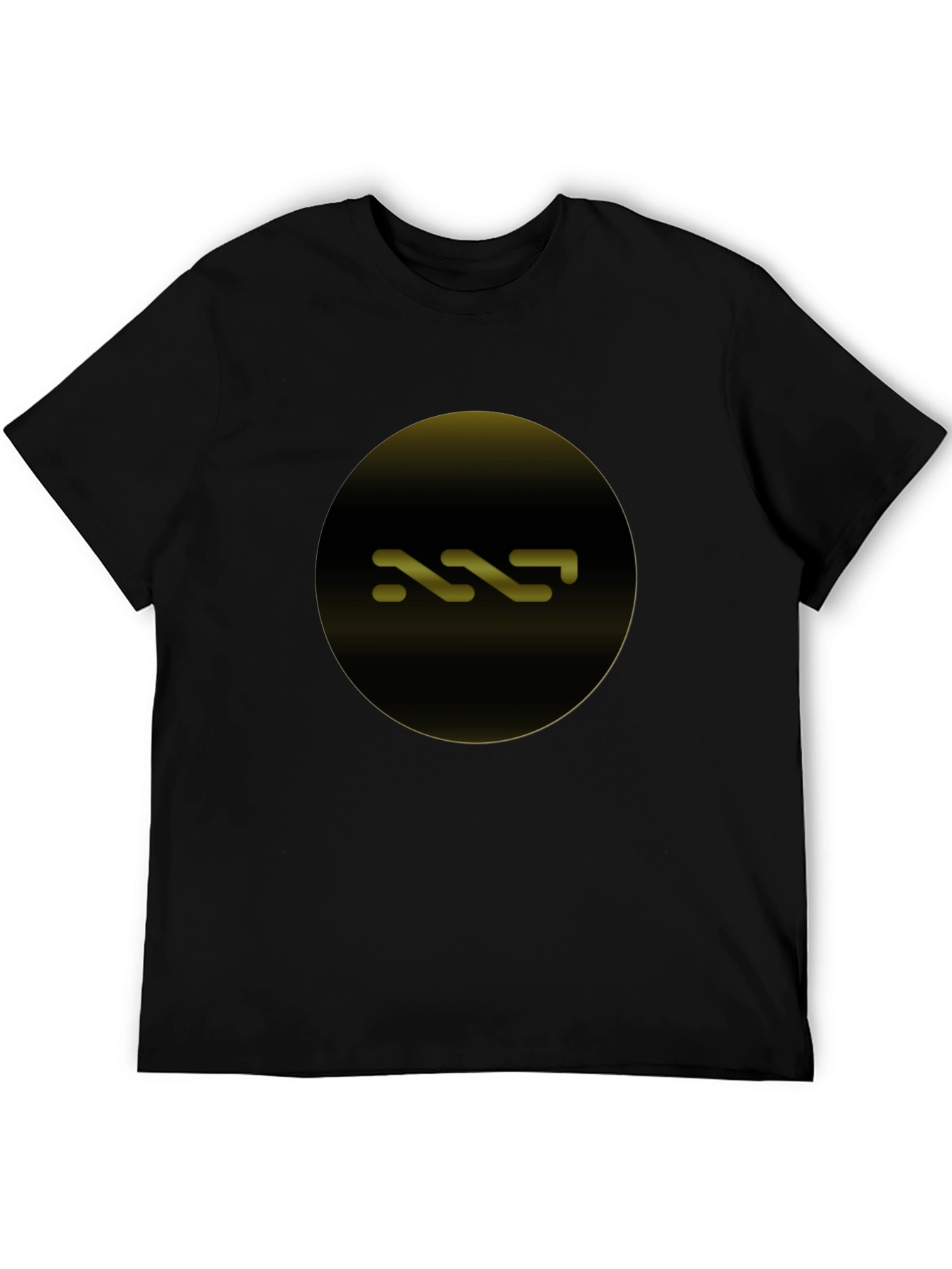 Modern Black T-Shirt with Abstract Gold Circle Design