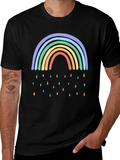 Rainbow Raindrop Graphic Black T-Shirt