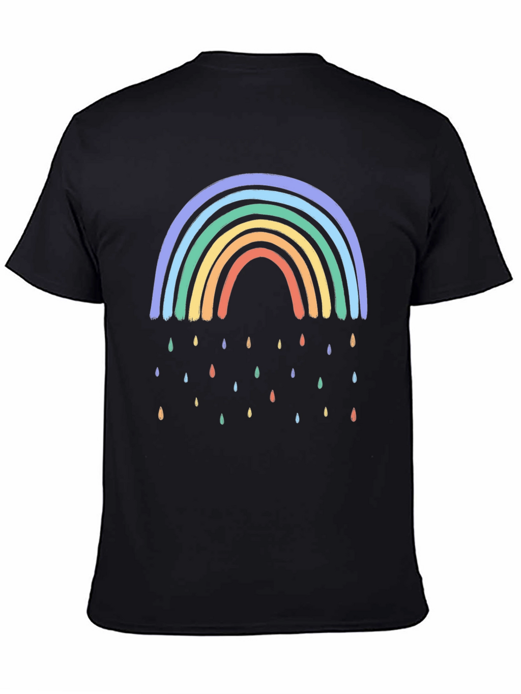 Rainbow Raindrop Graphic Black T-Shirt