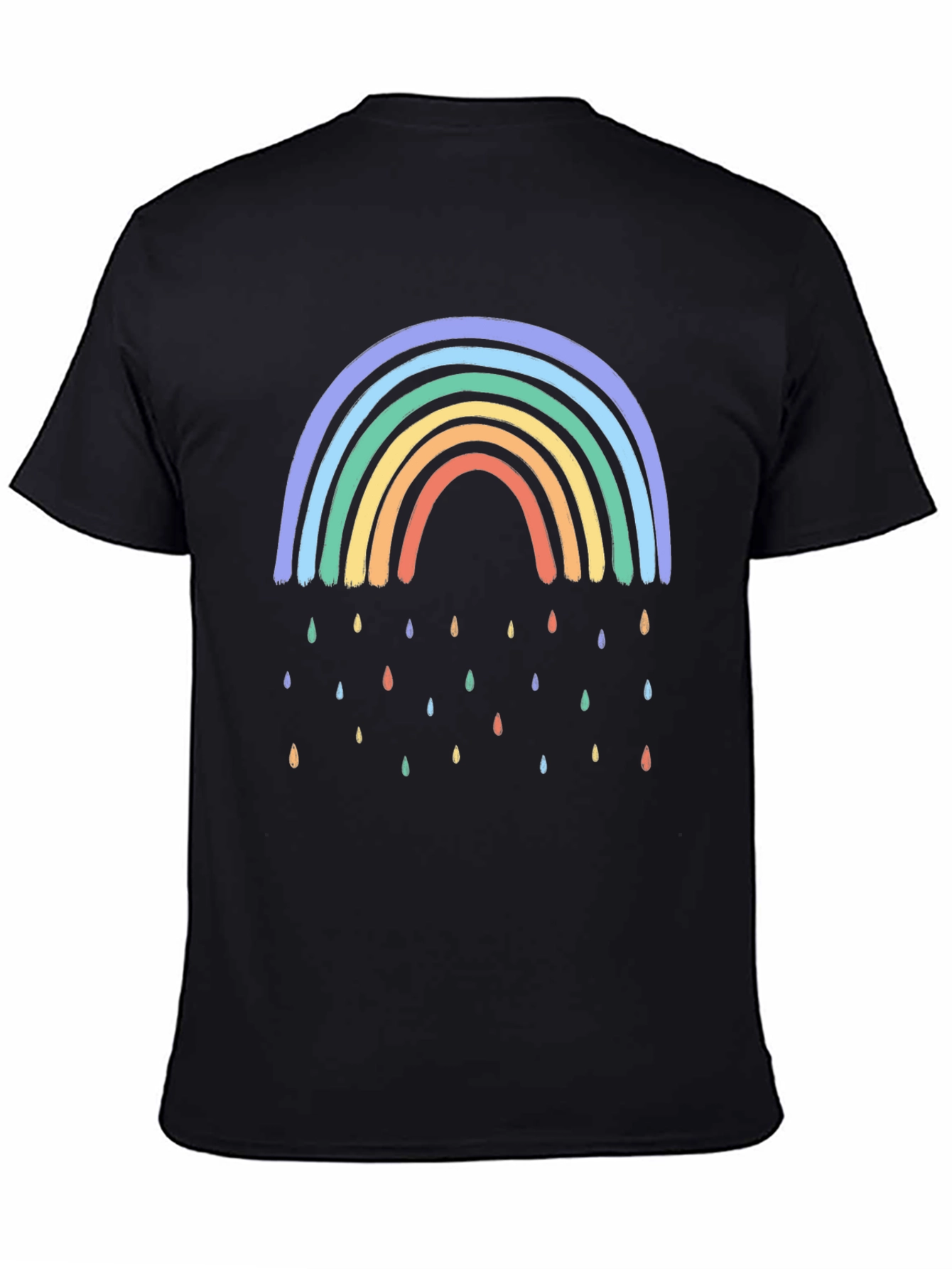 Rainbow Raindrop Graphic Black T-Shirt