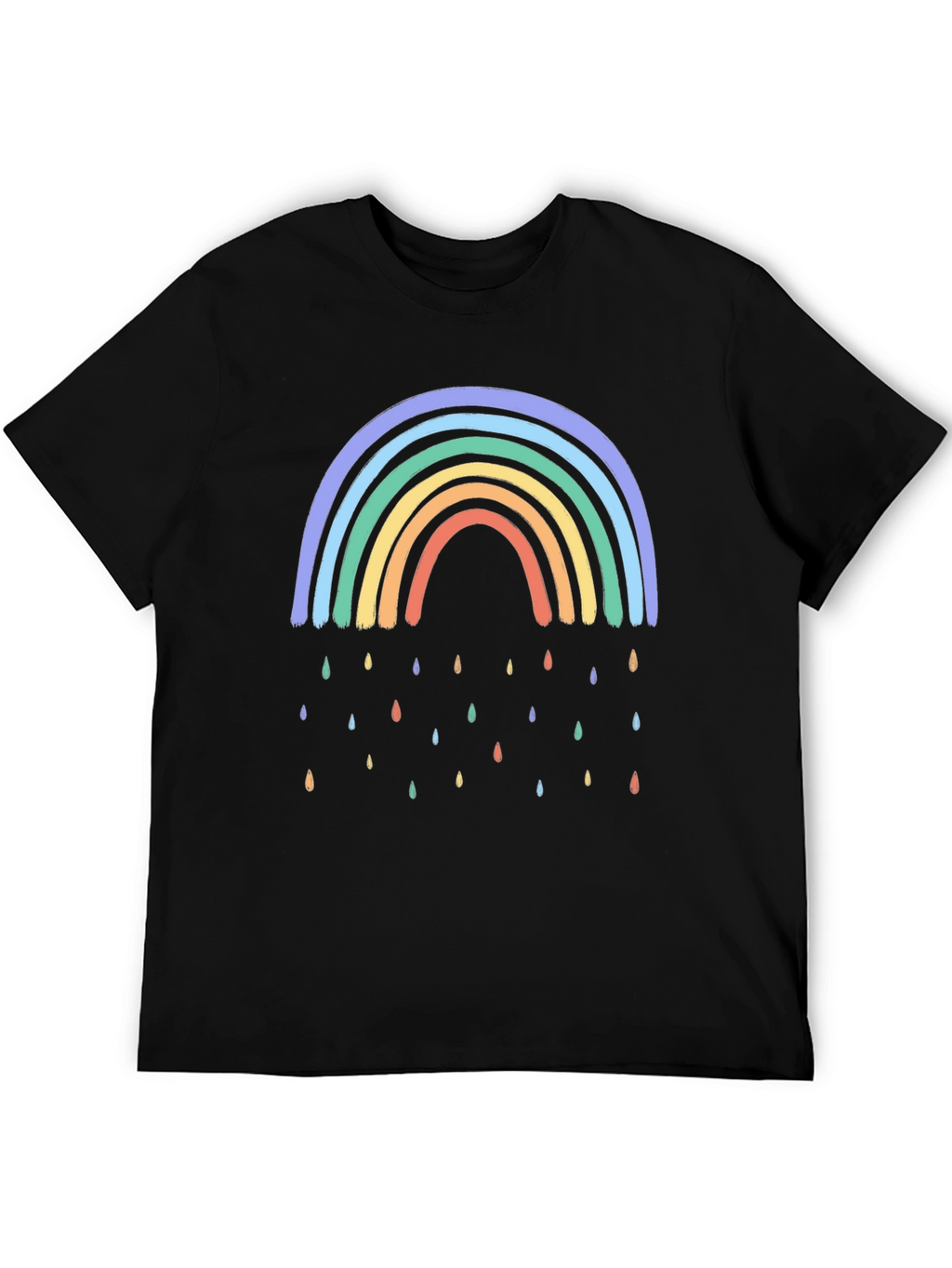 Rainbow Raindrop Graphic Black T-Shirt