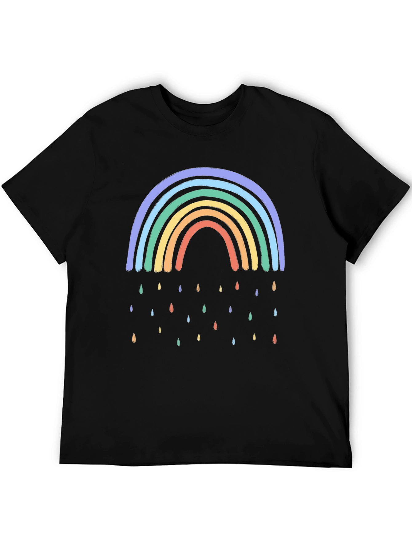 Rainbow Raindrop Graphic Black T-Shirt