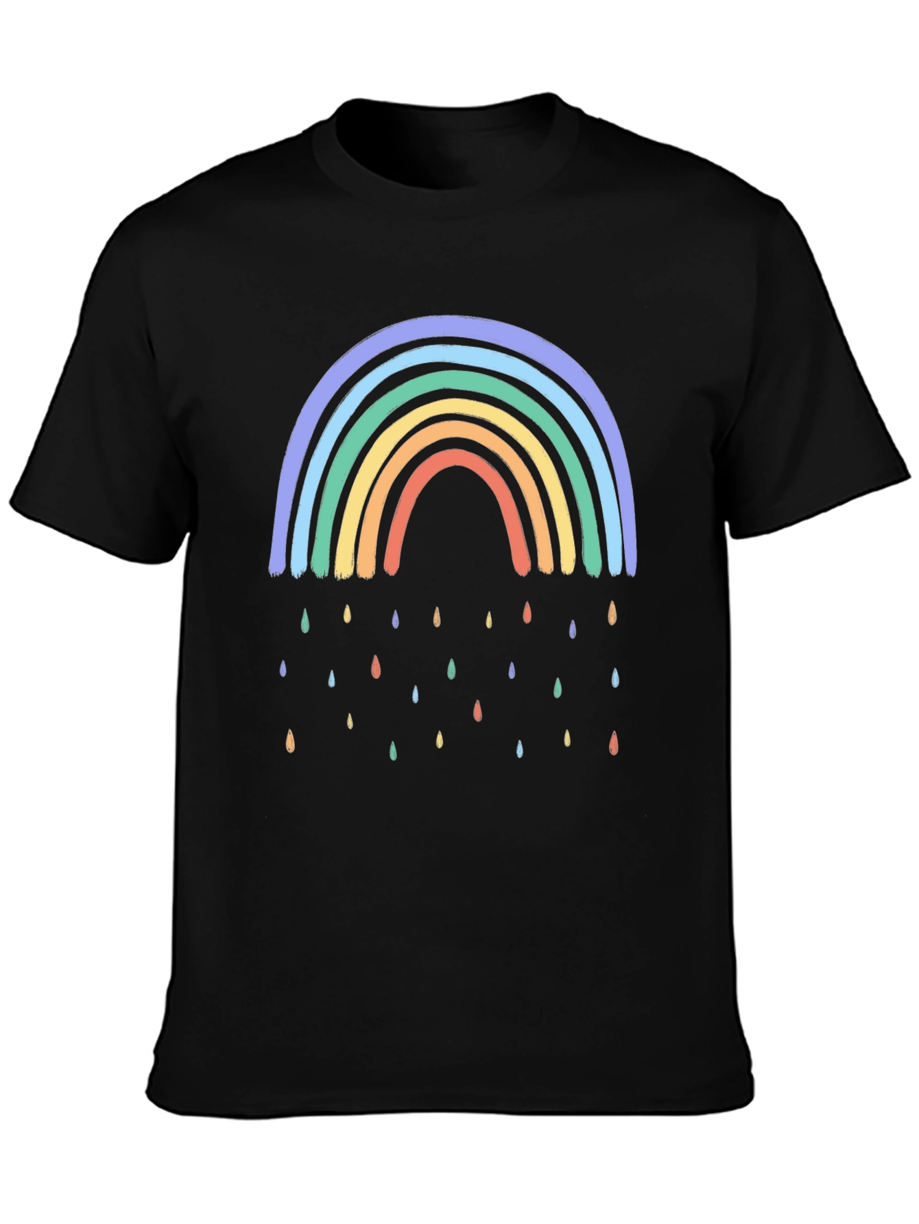 Rainbow Raindrop Graphic Black T-Shirt