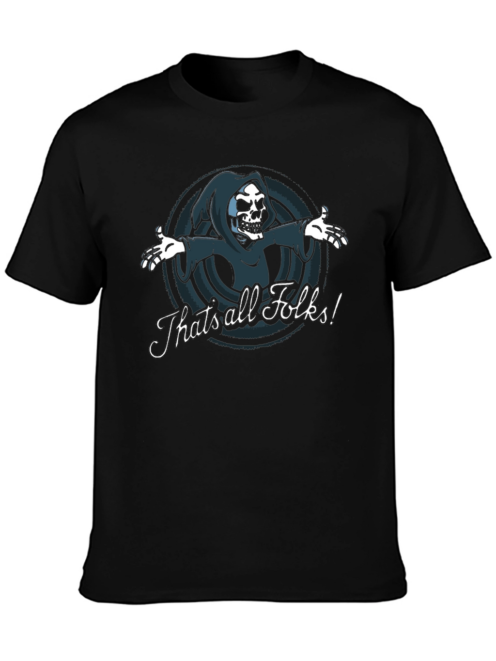 Thats All Folks Grim Reaper Graphic Tee - Black