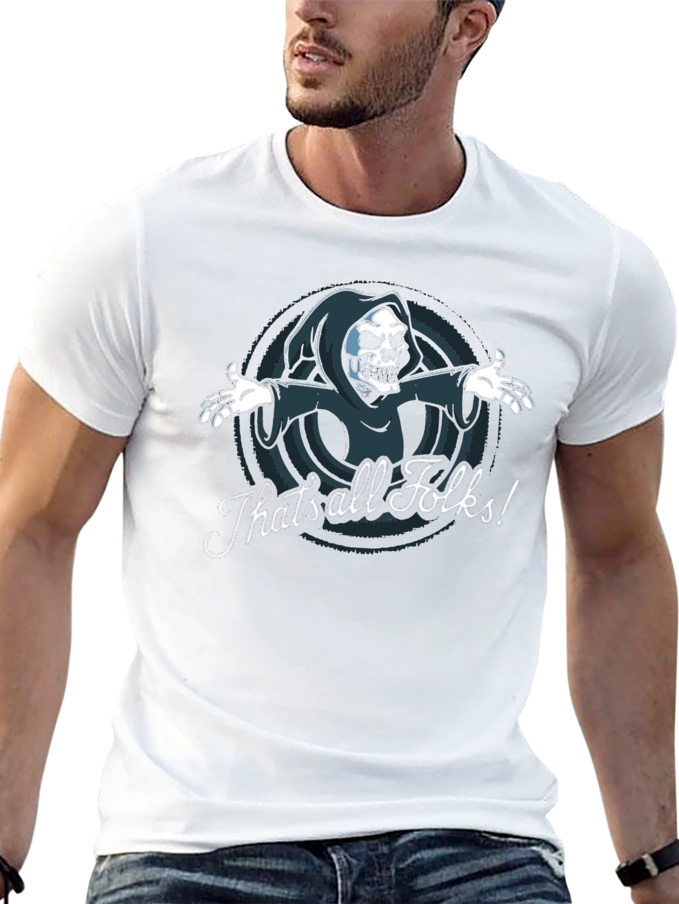 Thats All Folks Grim Reaper Graphic Tee - Black