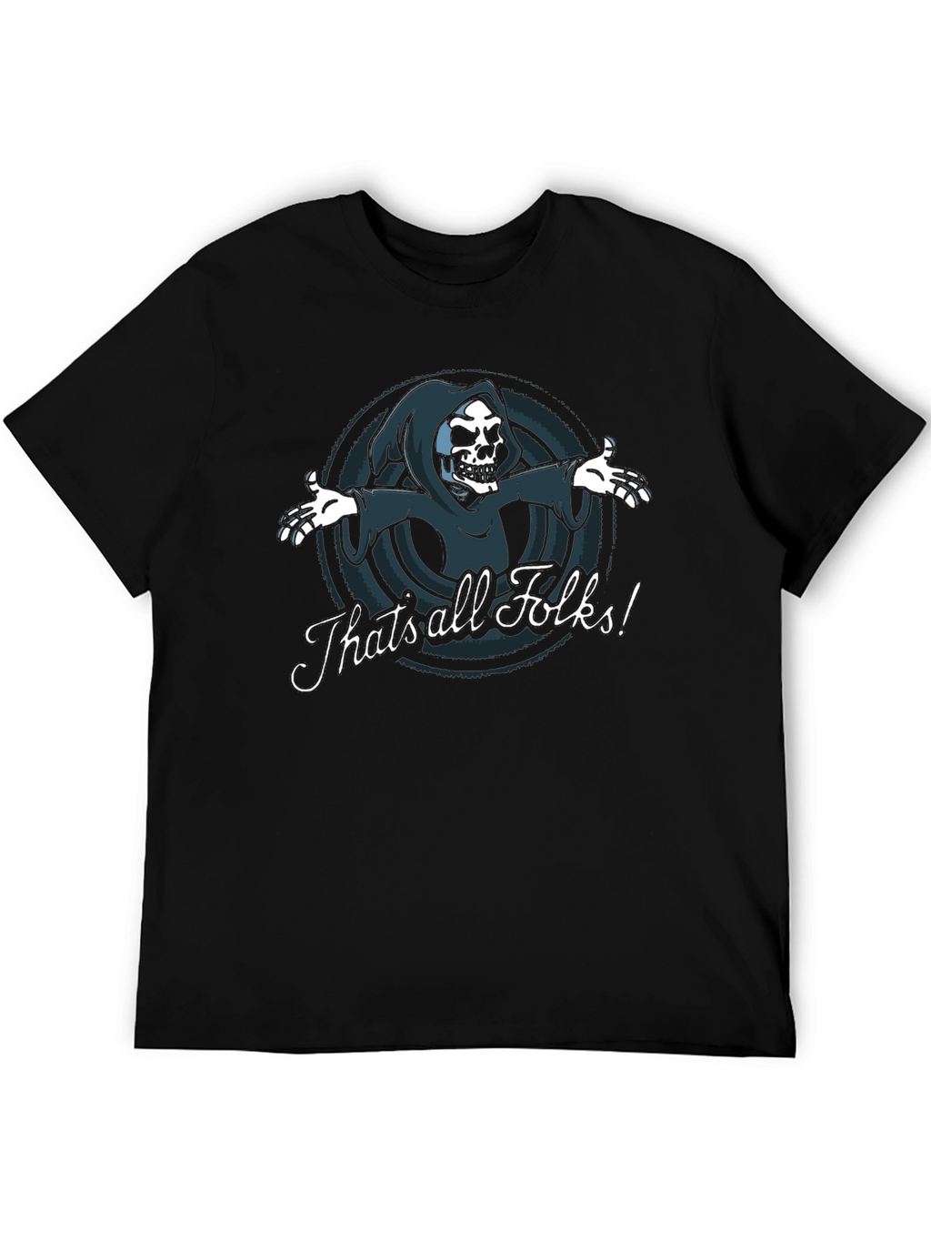 Thats All Folks Grim Reaper Graphic Tee - Black