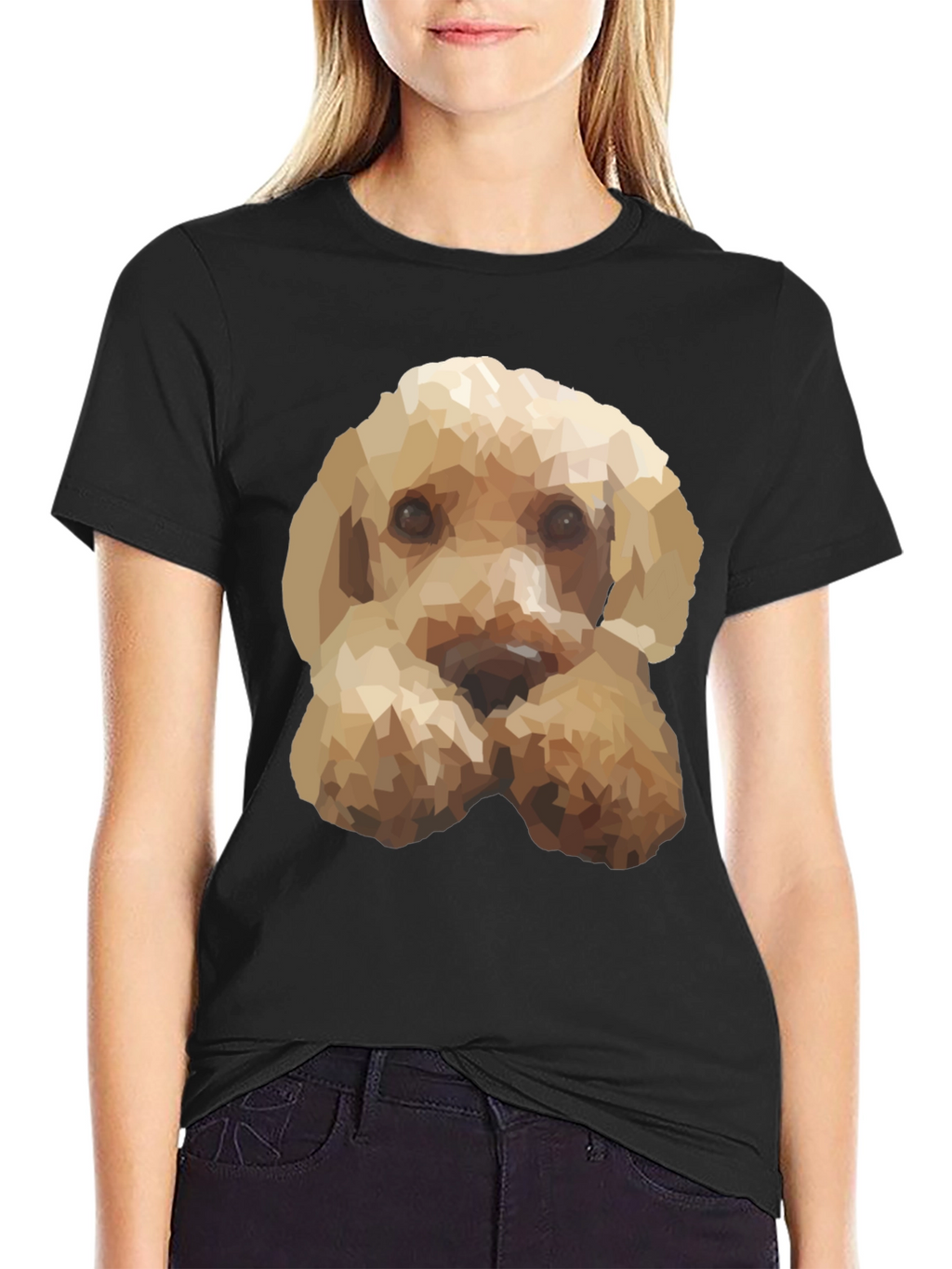 Geometric Dog Print Black T-Shirt