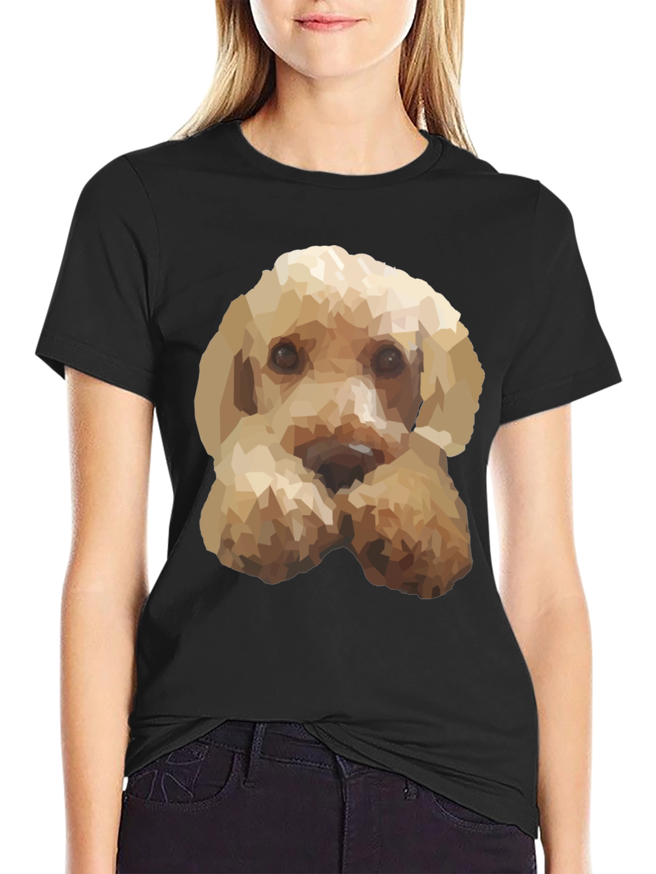 Geometric Dog Print Black T-Shirt