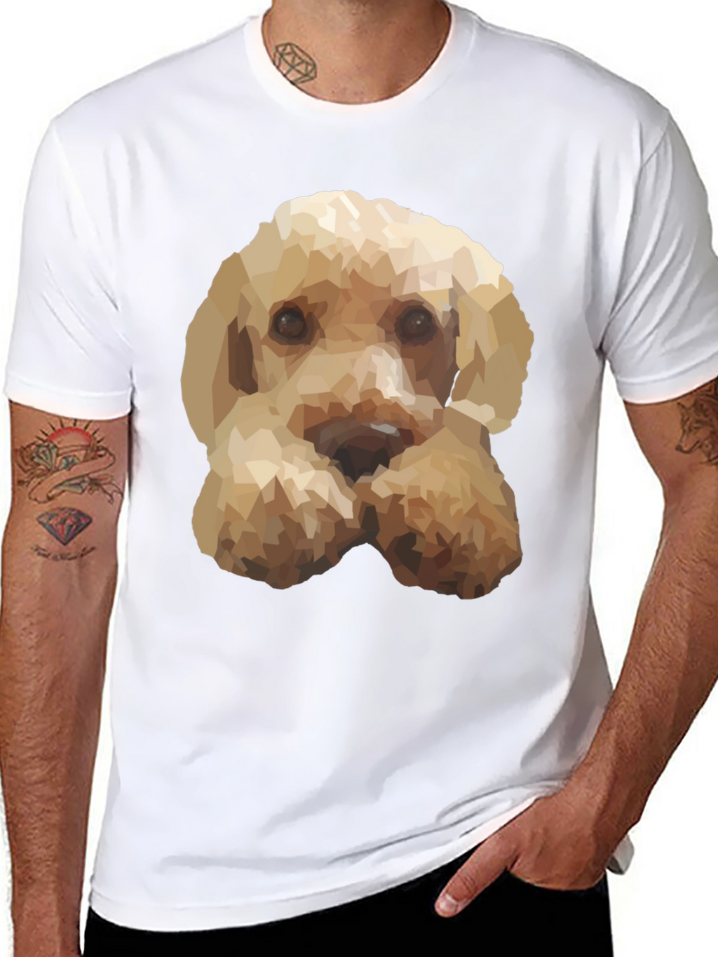 Geometric Dog Print Black T-Shirt