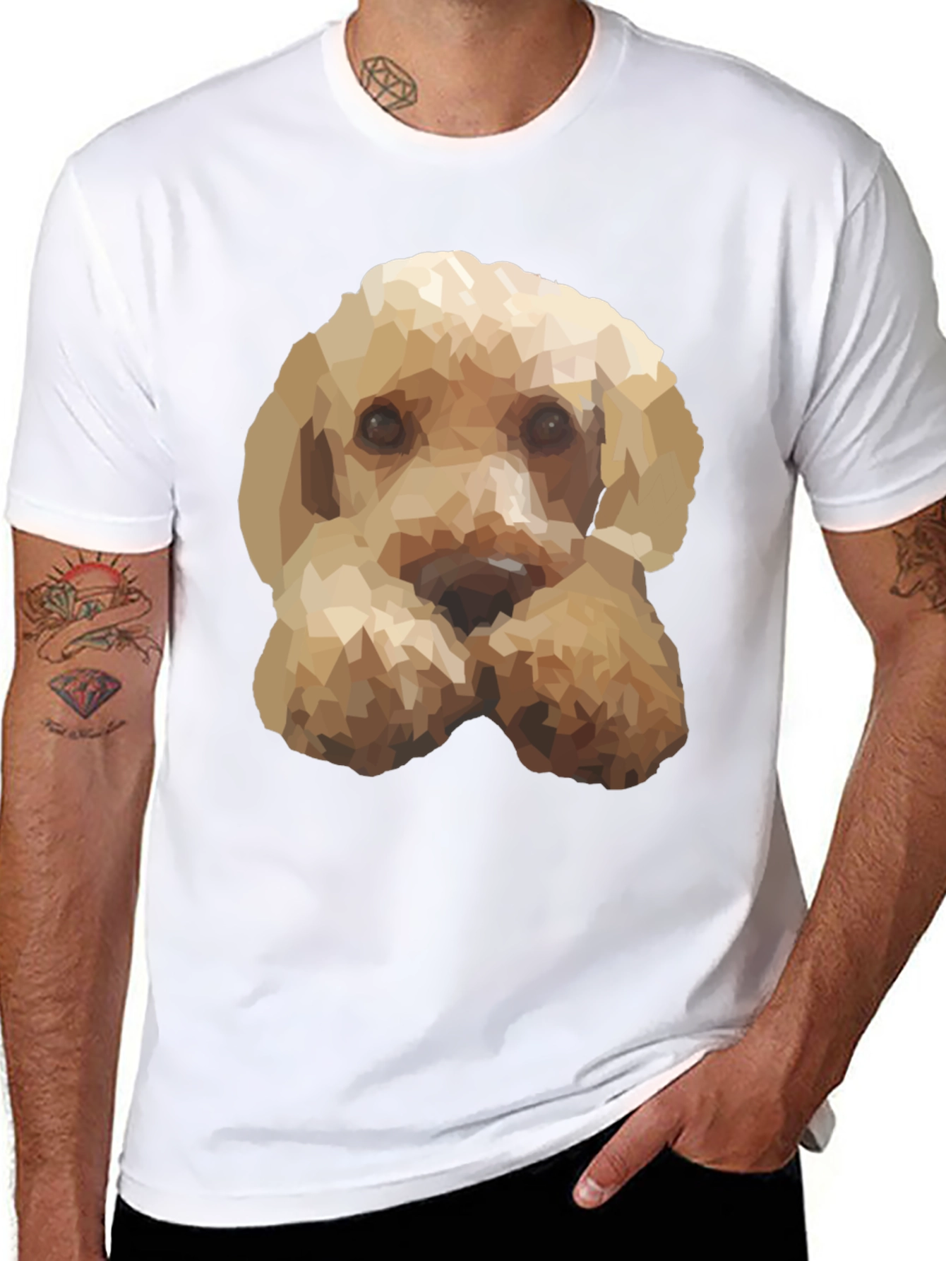 Geometric Dog Print Black T-Shirt