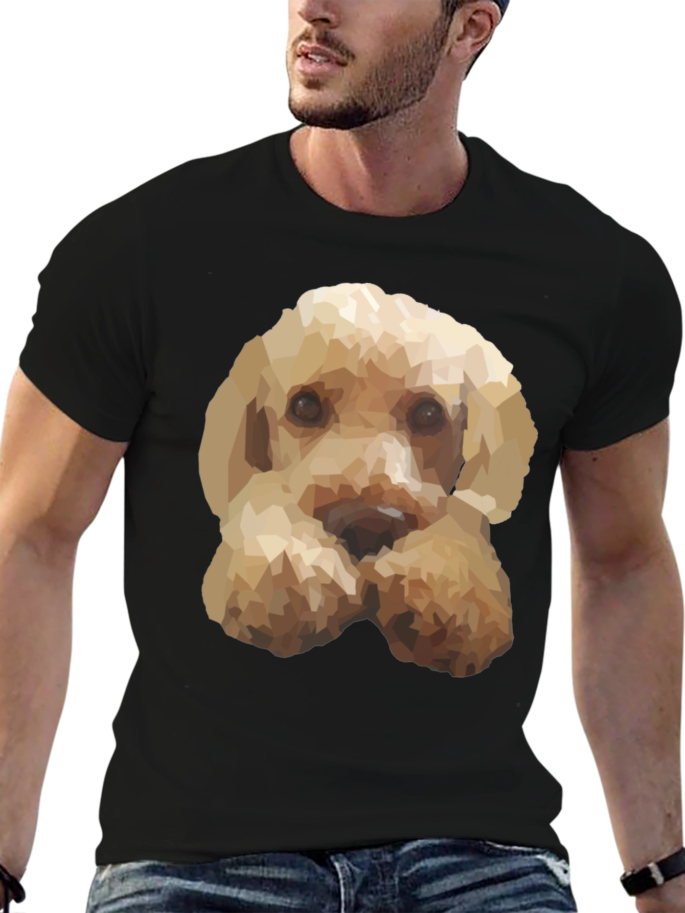 Geometric Dog Print Black T-Shirt