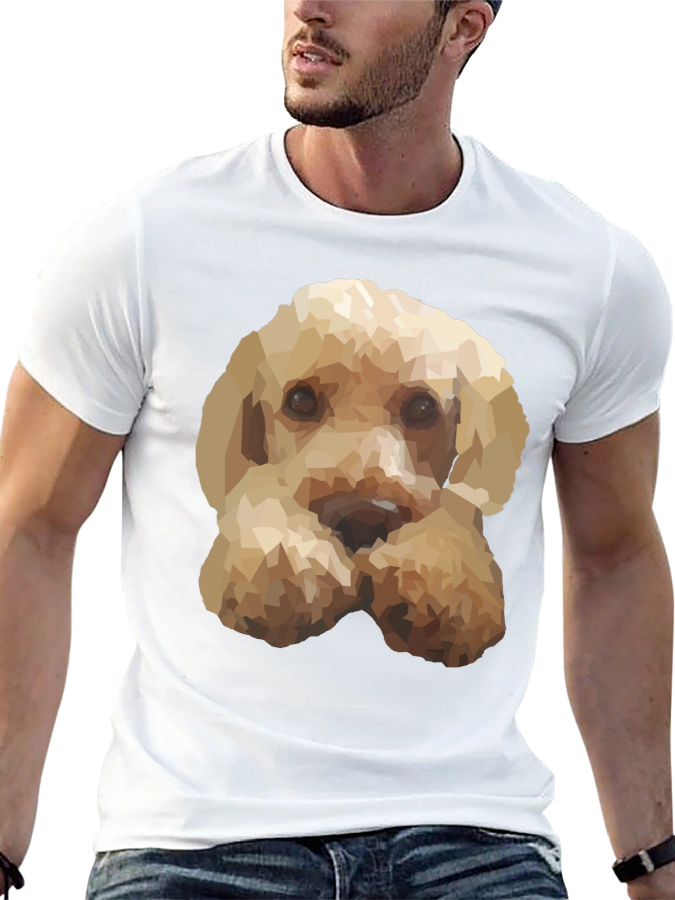 Geometric Dog Print Black T-Shirt