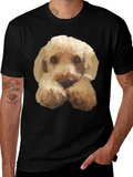 Geometric Dog Print Black T-Shirt