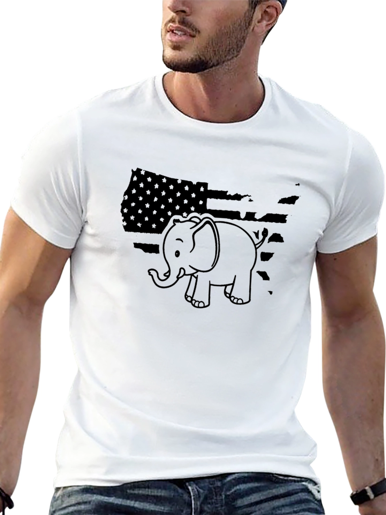 Republican Elephant USA Flag Graphic T-Shirt