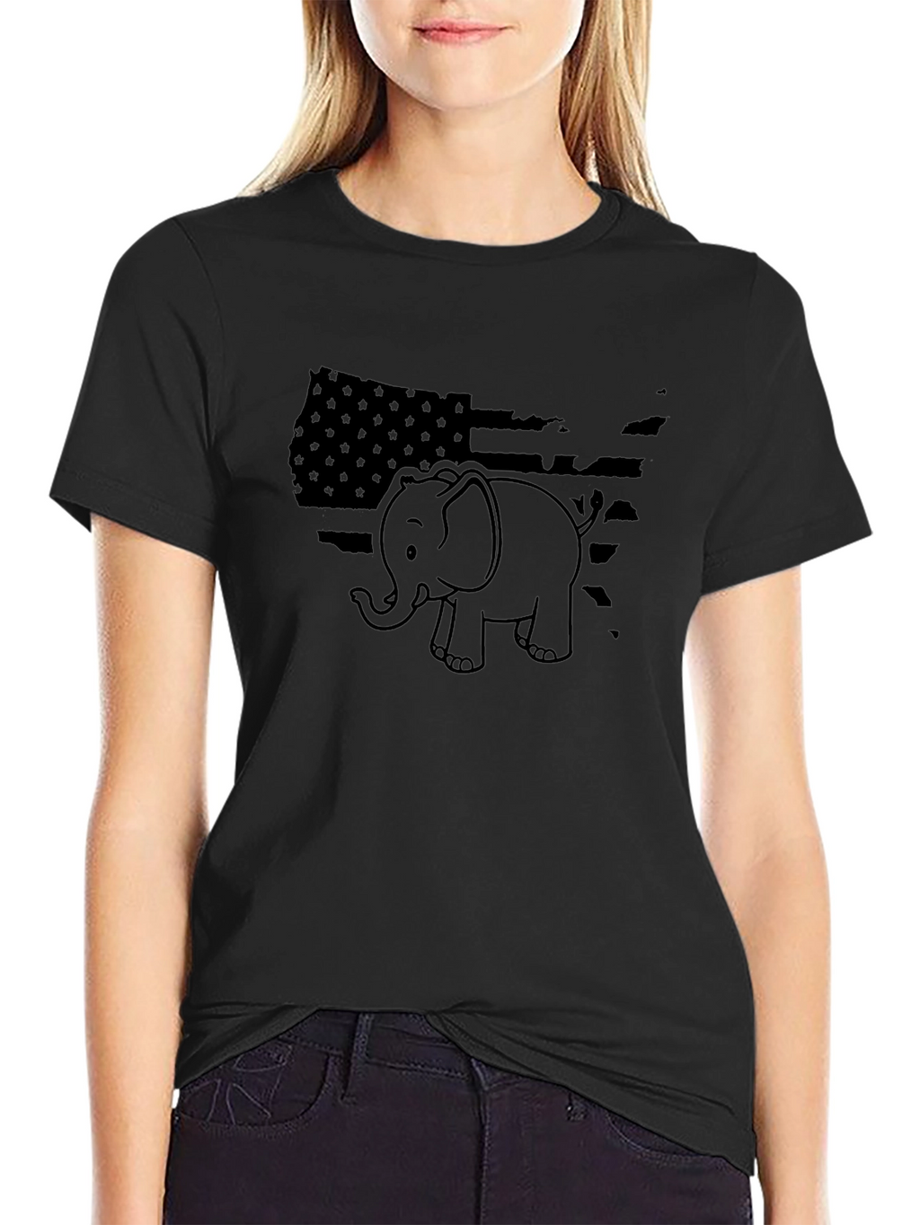 Republican Elephant USA Flag Graphic T-Shirt