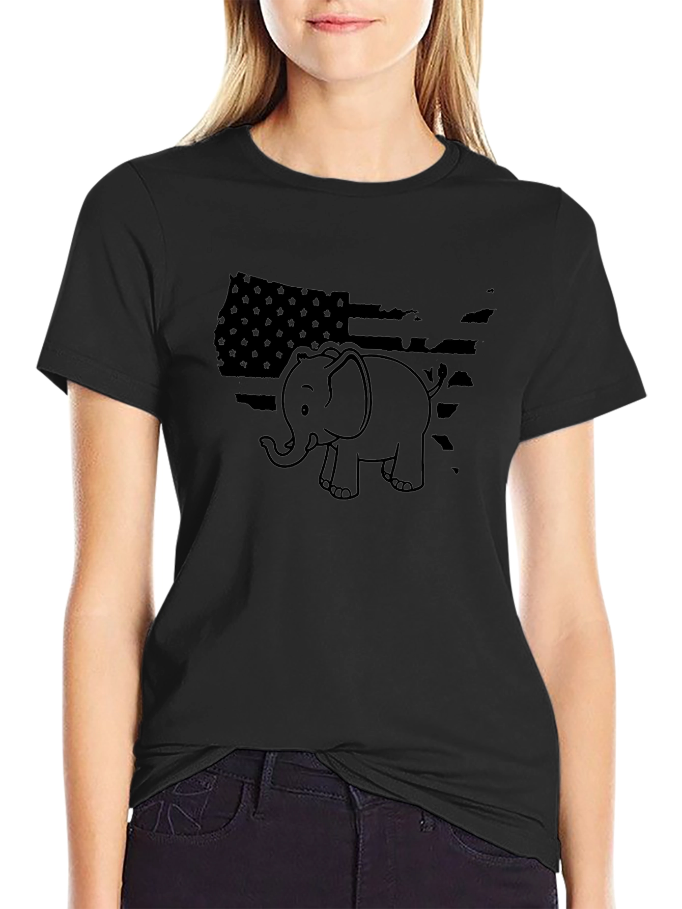 Republican Elephant USA Flag Graphic T-Shirt