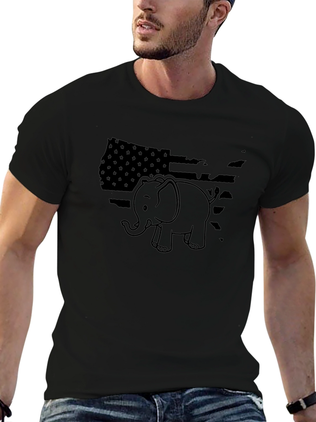Republican Elephant USA Flag Graphic T-Shirt