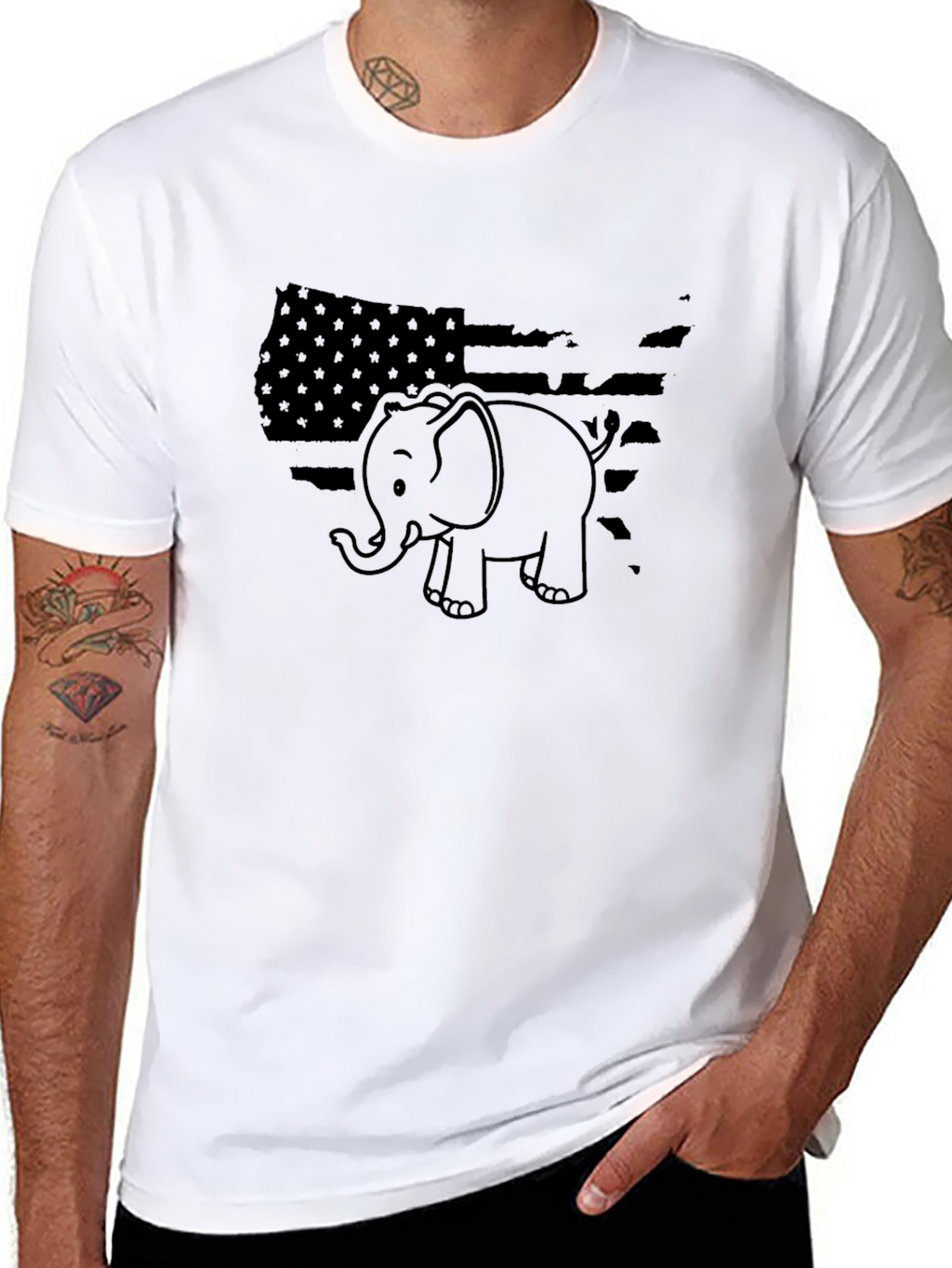 Republican Elephant USA Flag Graphic T-Shirt