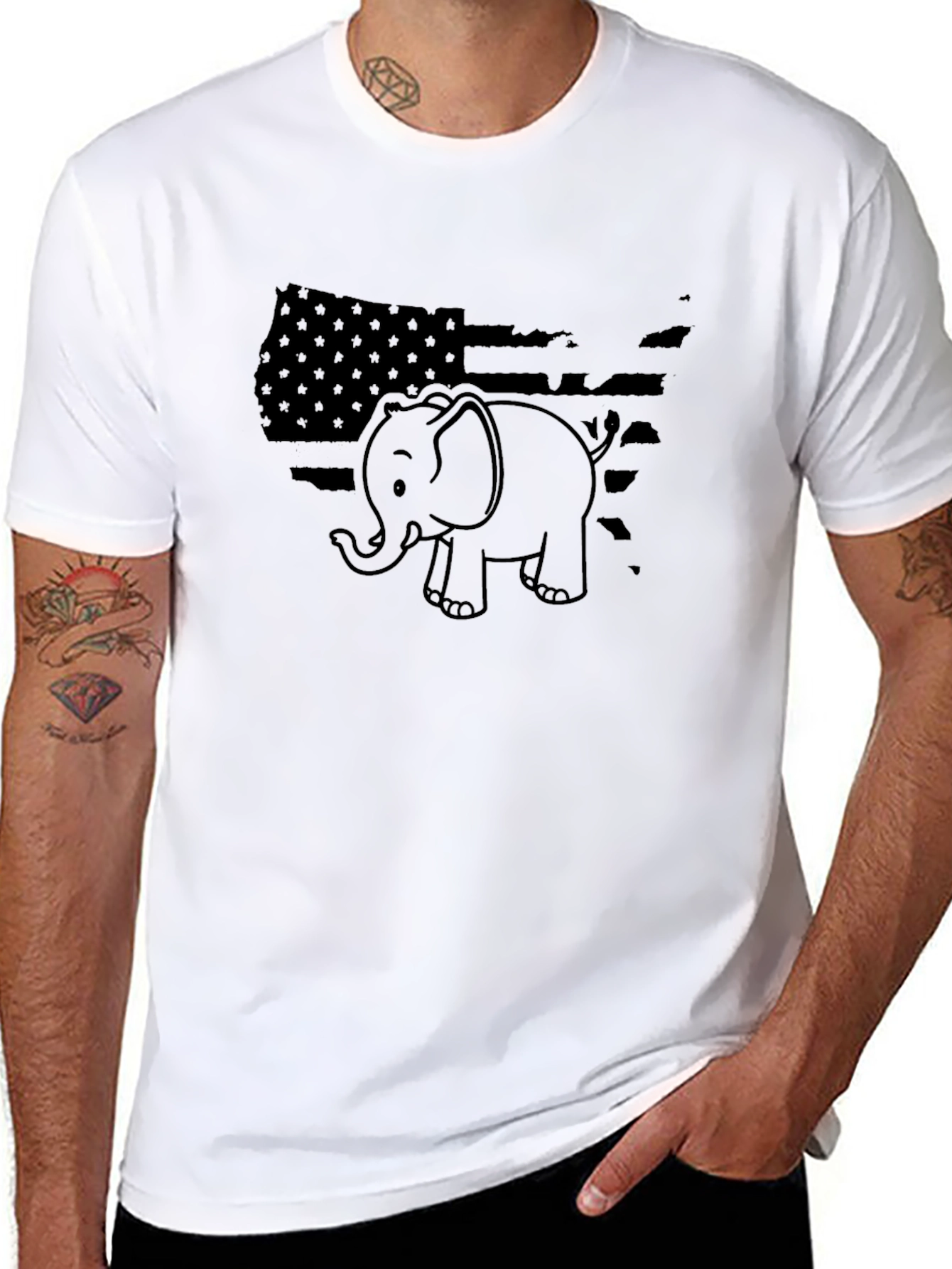 Republican Elephant USA Flag Graphic T-Shirt