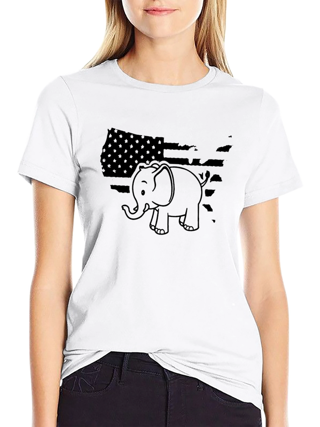 Republican Elephant USA Flag Graphic T-Shirt