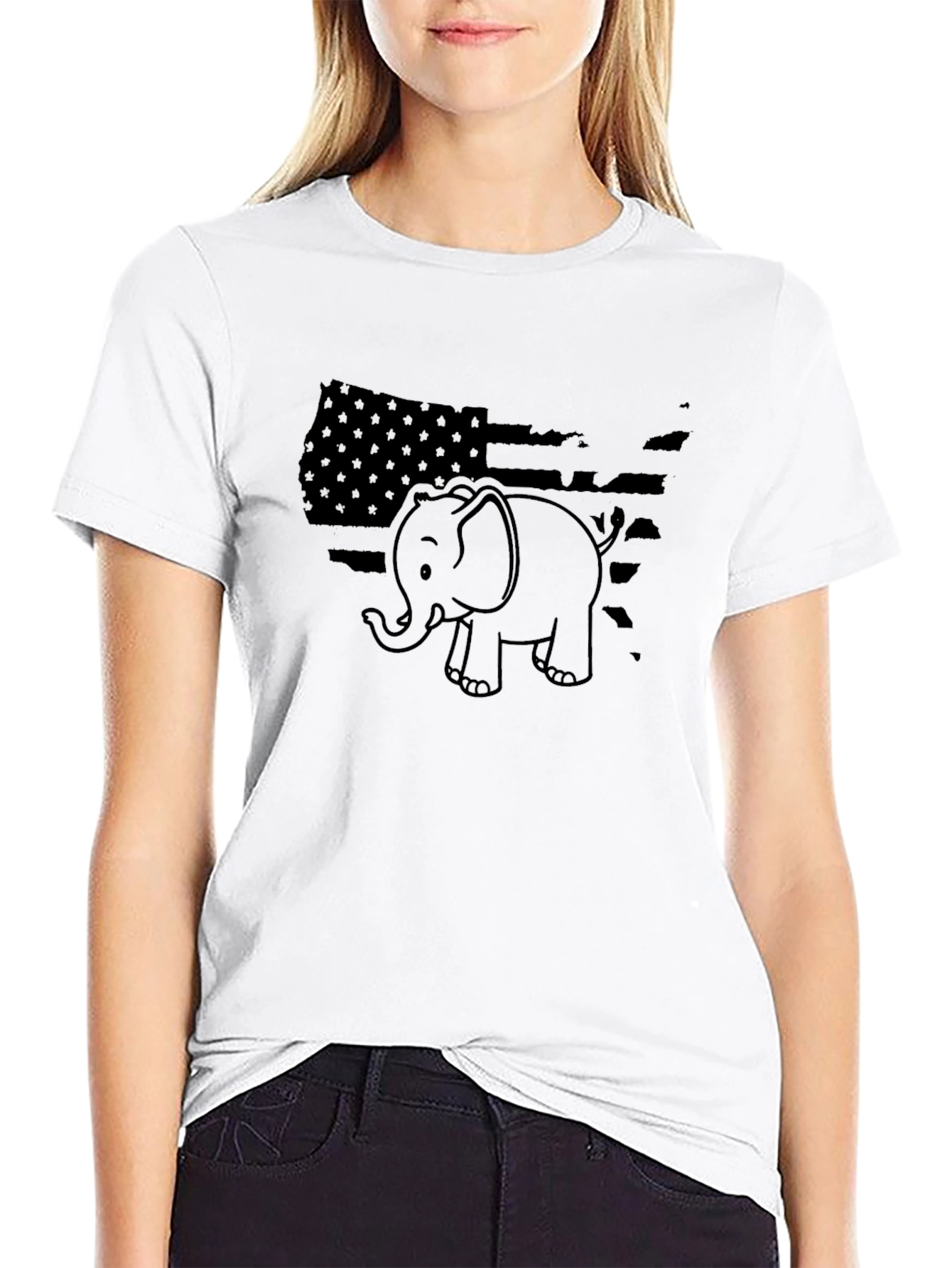 Republican Elephant USA Flag Graphic T-Shirt