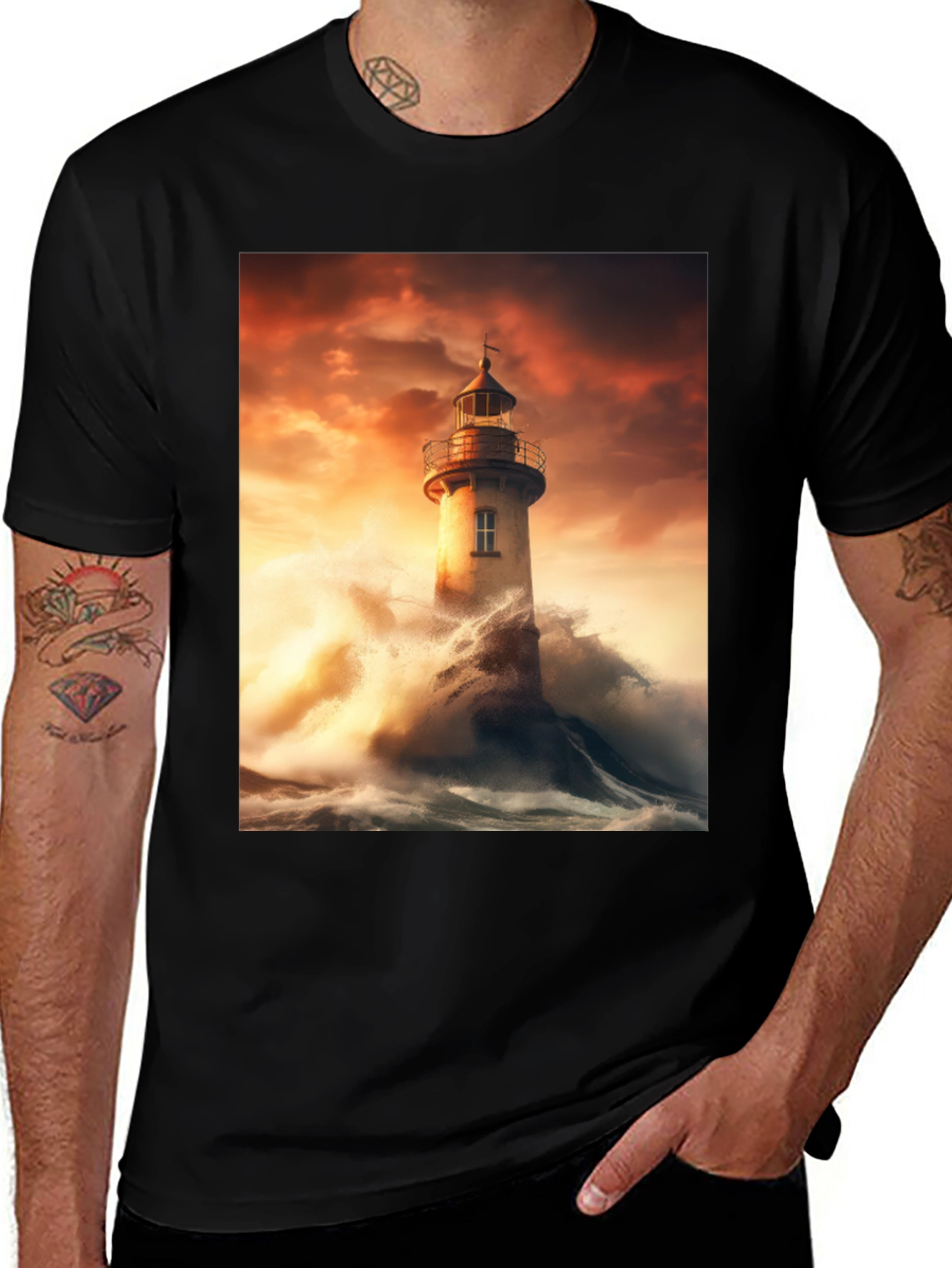 Lighthouse Storm Graphic Tee