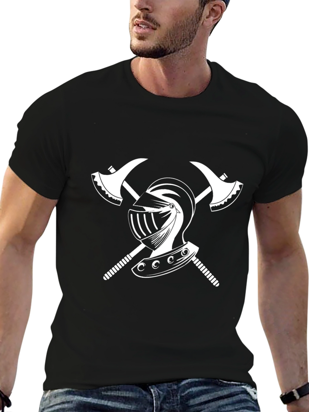 Knight Helmet & Axe Graphic Tee
