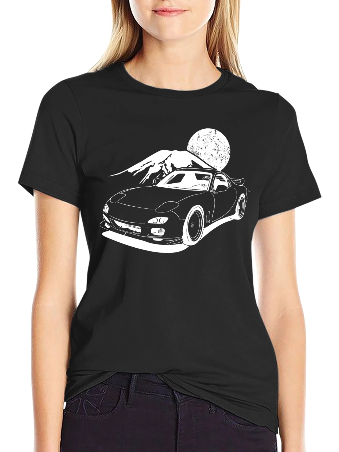 RX-7 Car Graphic Black T-Shirt
