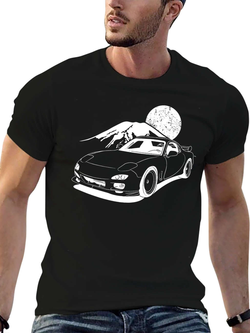 RX-7 Car Graphic Black T-Shirt