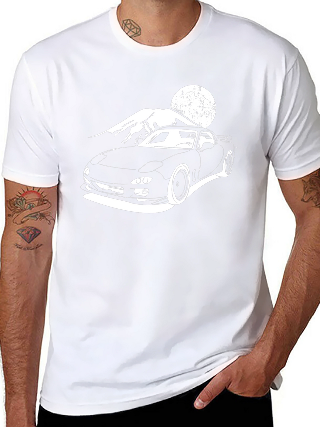 RX-7 Car Graphic Black T-Shirt