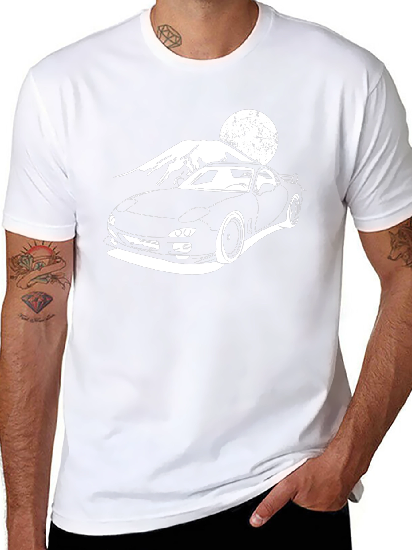 RX-7 Car Graphic Black T-Shirt