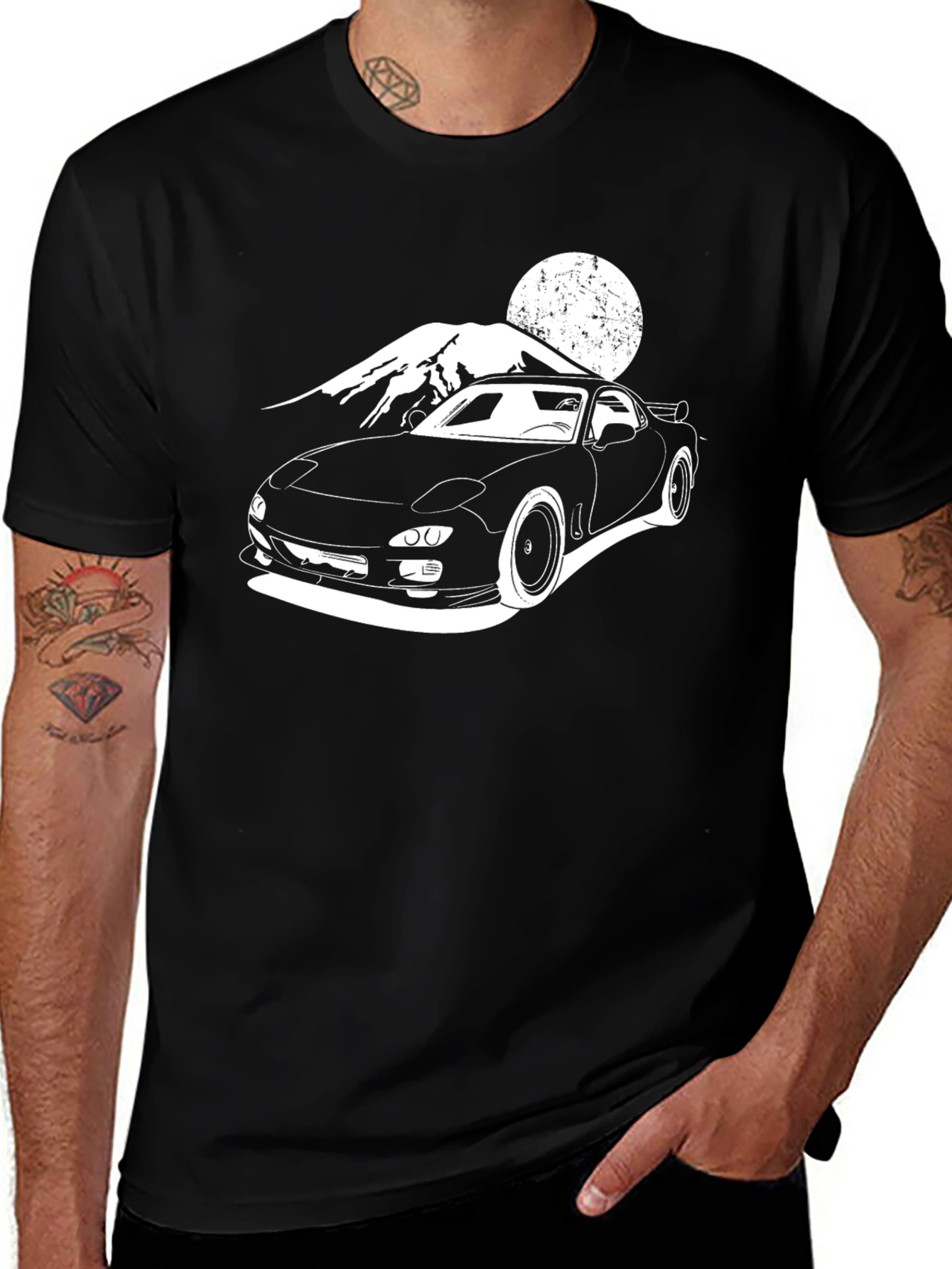 RX-7 Car Graphic Black T-Shirt
