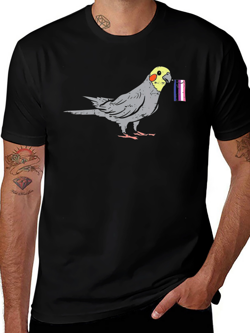 Cockatiel Bird Transgender Pride Flag T-Shirt