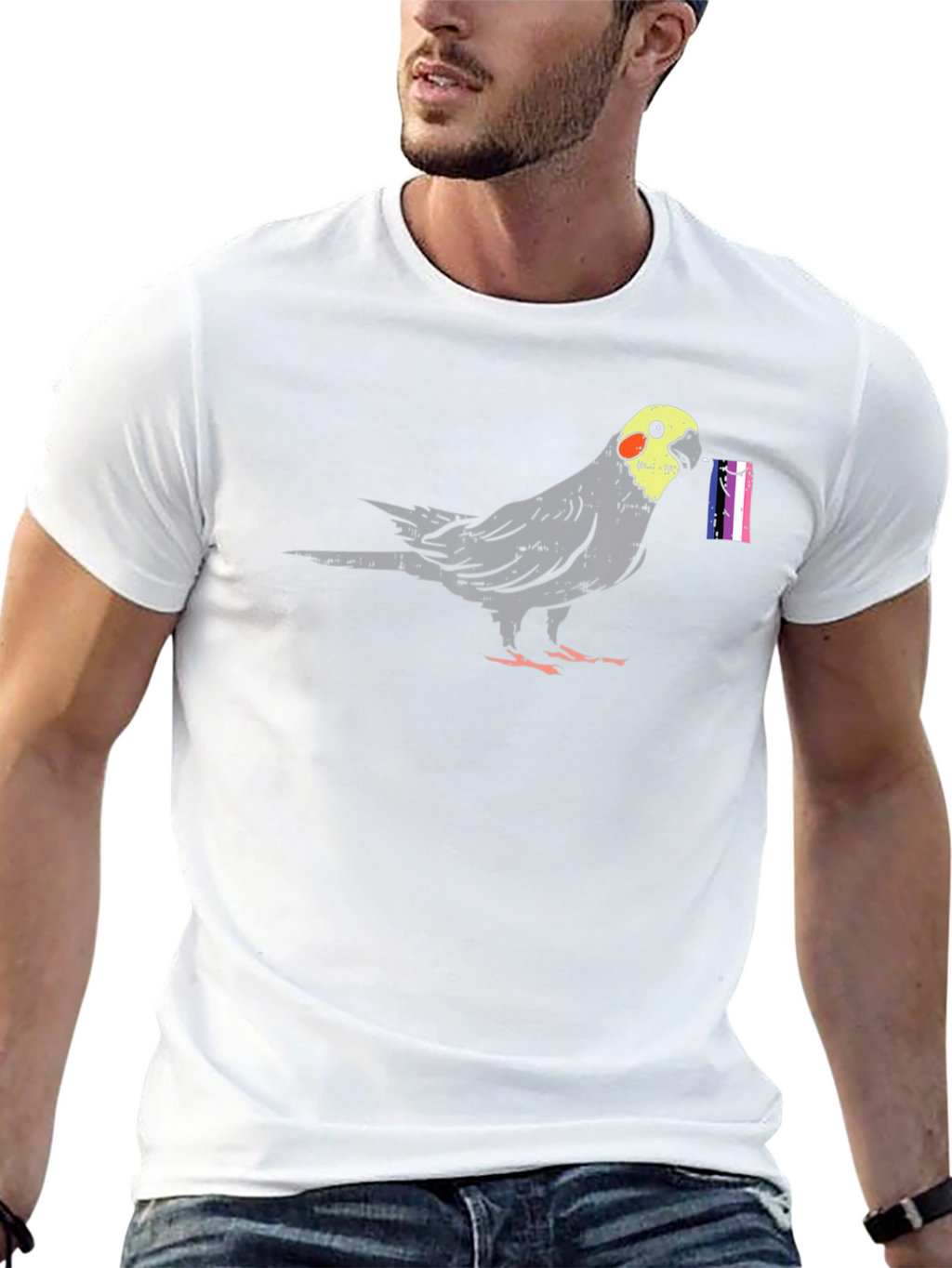 Cockatiel Bird Transgender Pride Flag T-Shirt