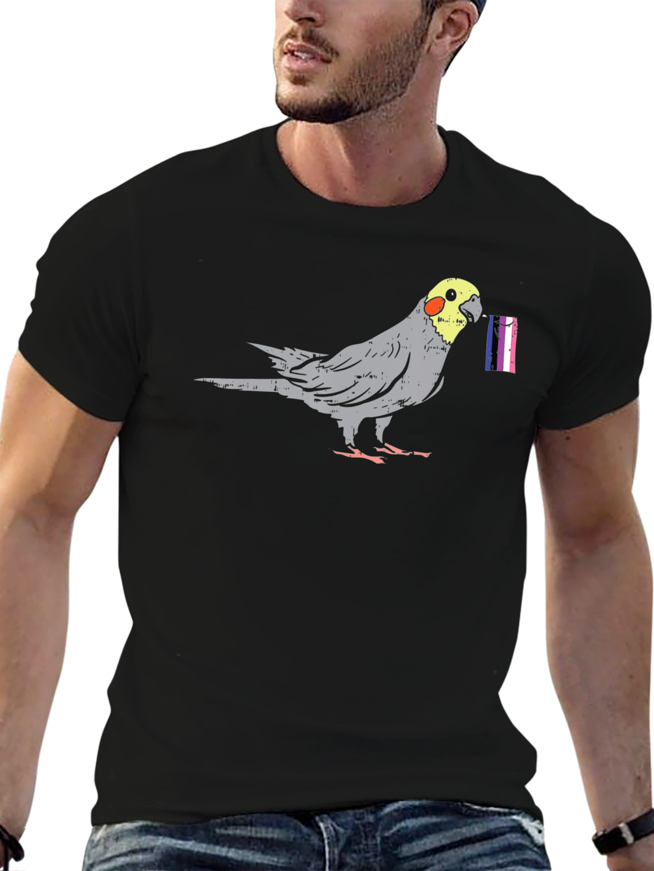Cockatiel Bird Transgender Pride Flag T-Shirt