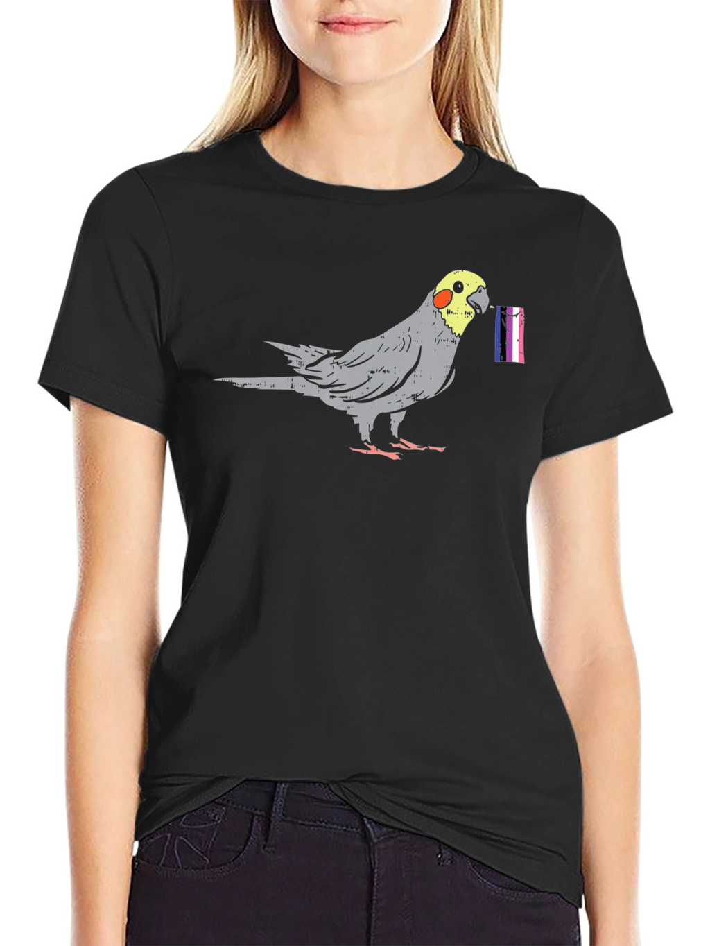 Cockatiel Bird Transgender Pride Flag T-Shirt