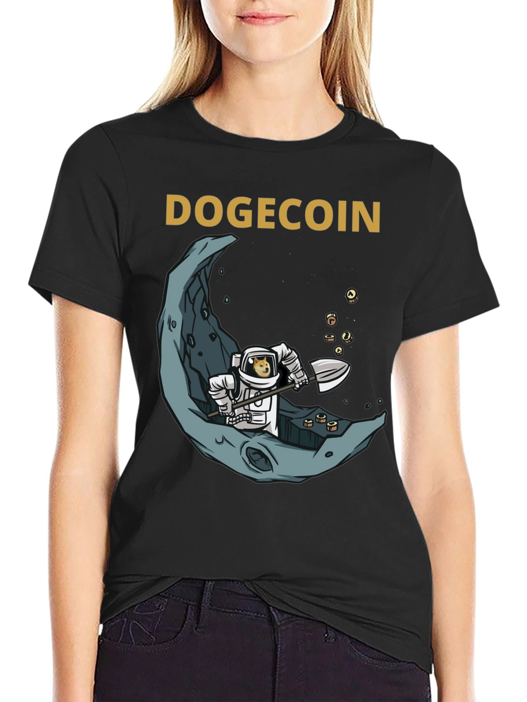 Dogecoin Astronaut Moon Mining Graphic Tee